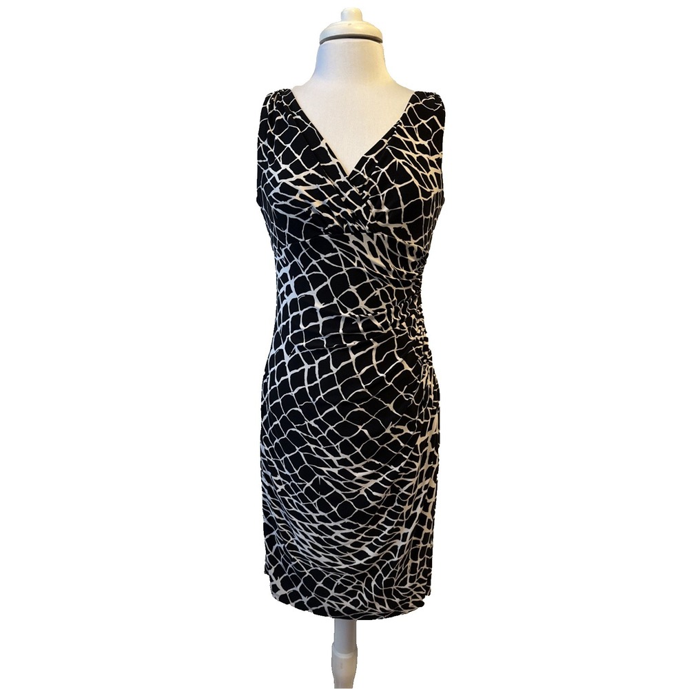 Lauren Ralph Lauren Empire Ruched Stretch Dress Women's 10 Chic Business Office